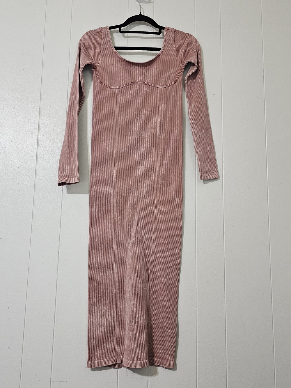 BDG Urban Outfitters Ribbed Midi Dress Pink Long Sleeve Bodycon Small